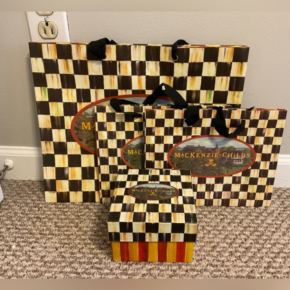Vintage MacKenzie-Childs Gift Bags and Small Box - Lot of 4 - Picture 2 of 15